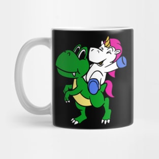 Unicorn Riding Dinosaur Mug